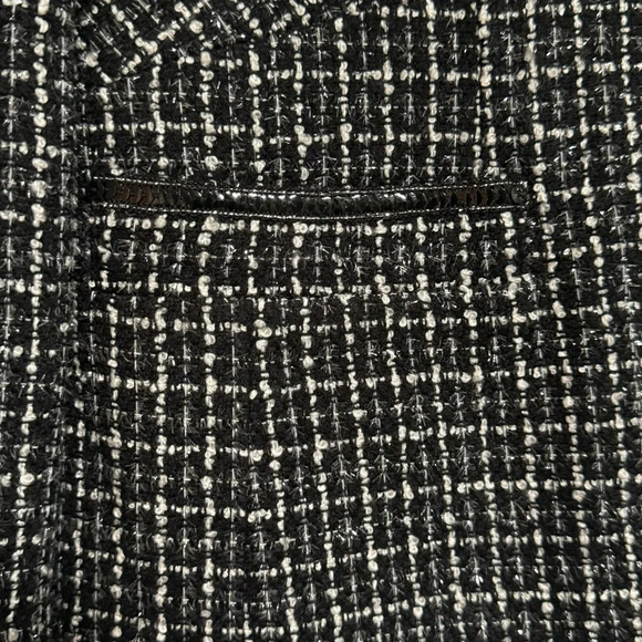 SAG HARBOR Black White Metallic Silver Woven Jacket / Blazer Sequin Trim Size 8 - Picture 5 of 11